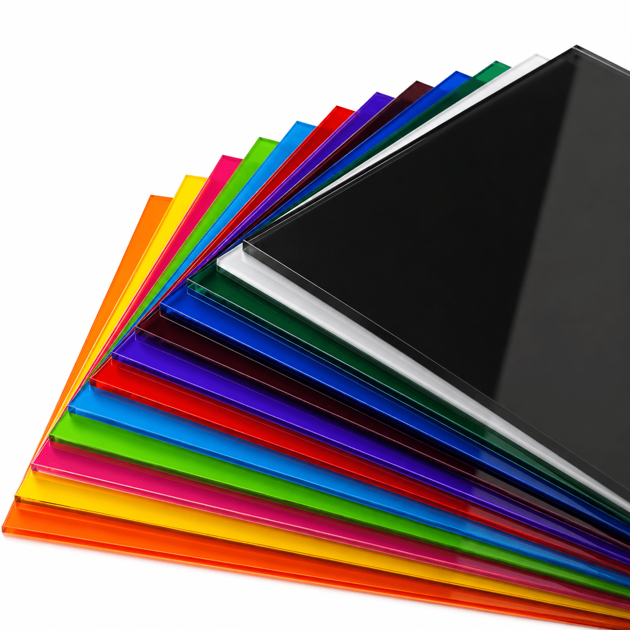 Éventail d’échantillons de d'acrylique coloré aux couleurs vives