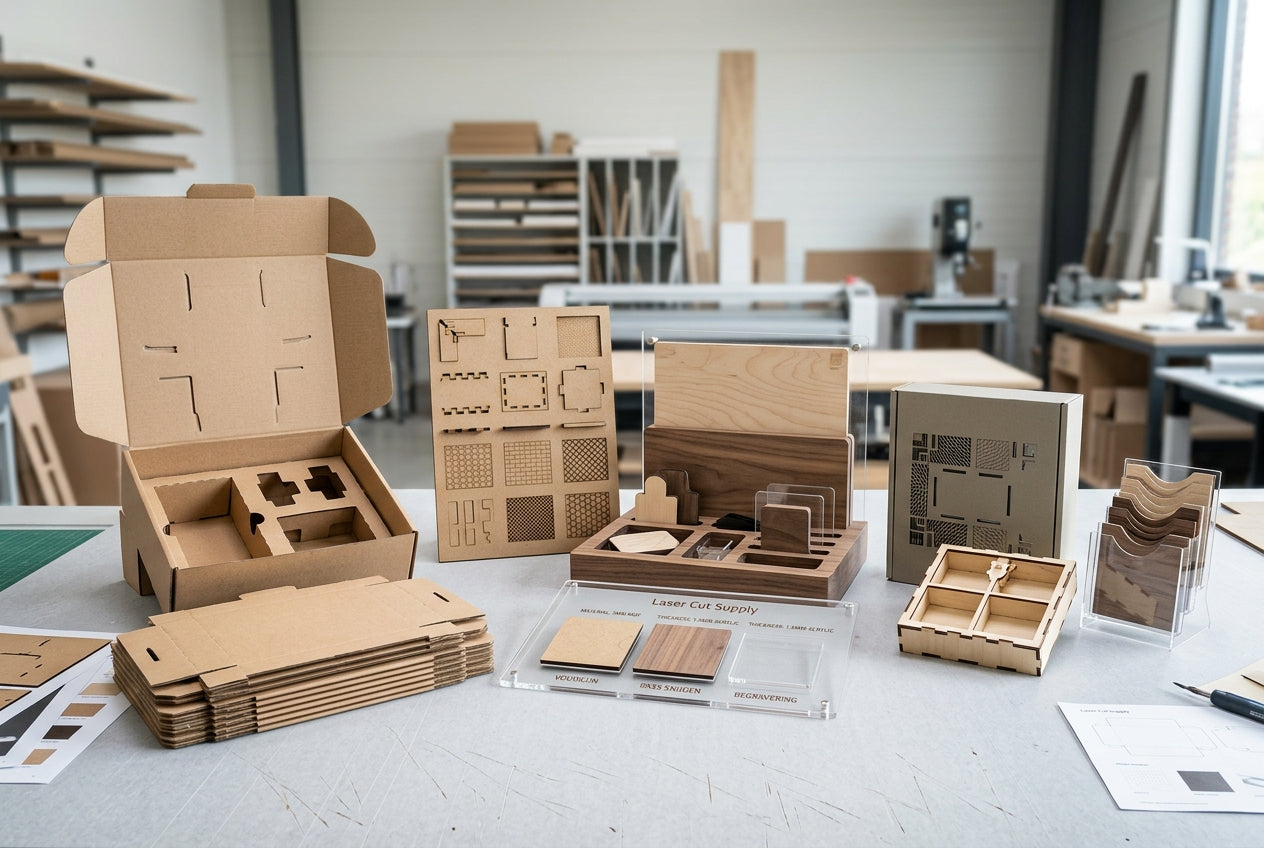 Modèles de présentation et emballages en carton sur une table