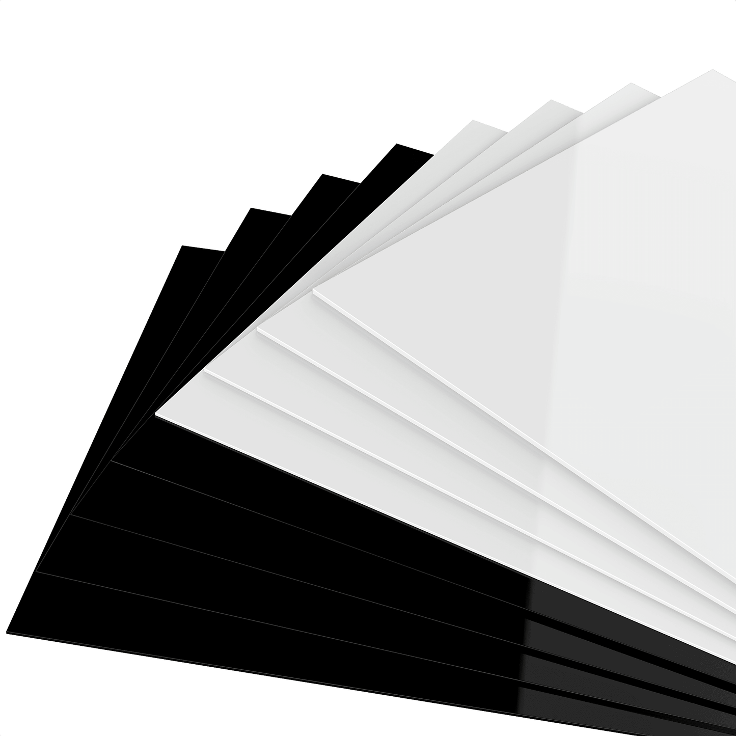 Éventail d’échantillons de feuilles acryliques noir et blanc